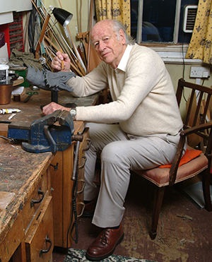 Ray working on a bronze sculpture in his workshop in London